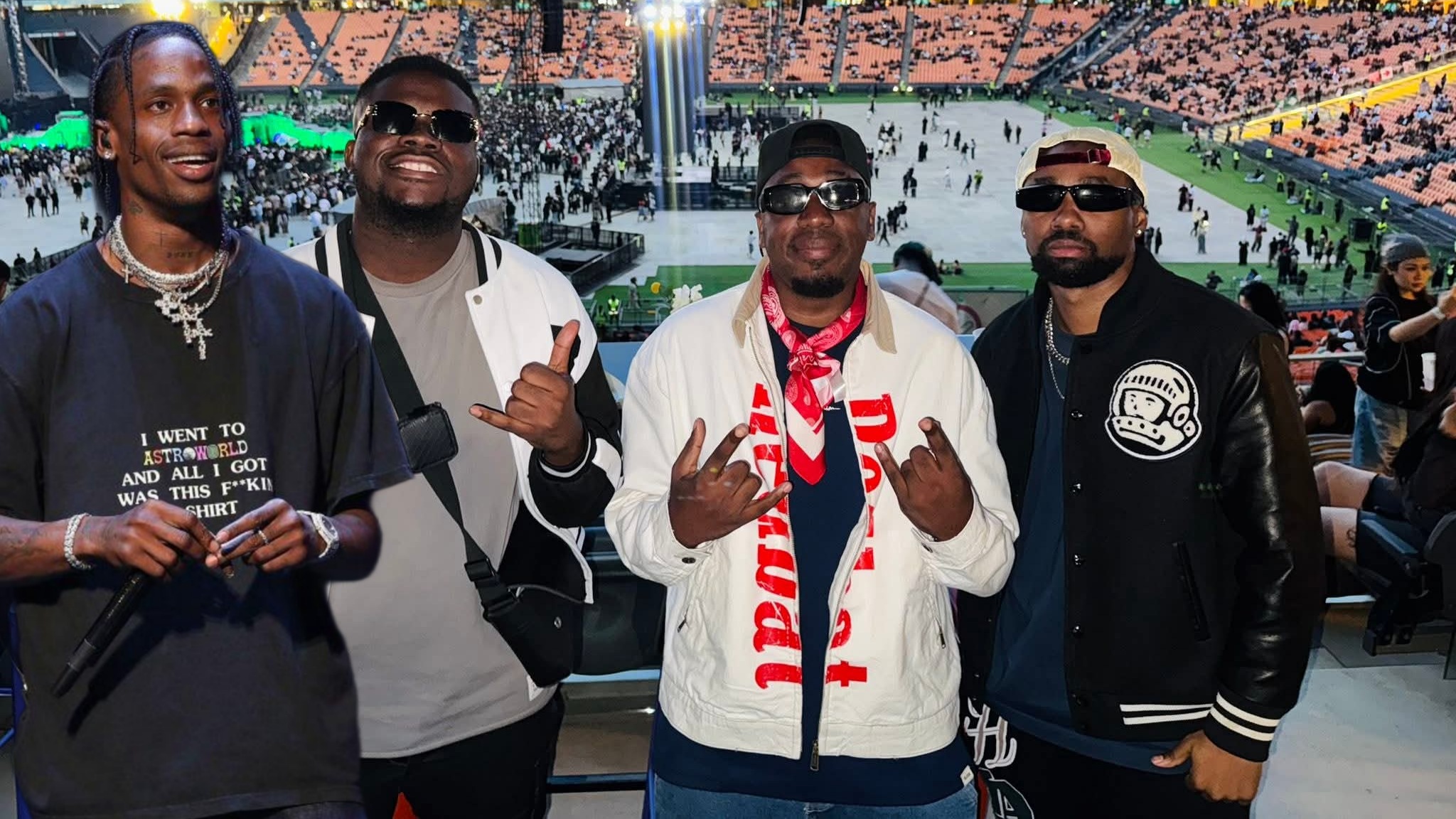 Hernâni da Silva, Cr Boy e Youngg Ricardo no grande concerto de Travis Scott na África do Sul, FNB Stadium